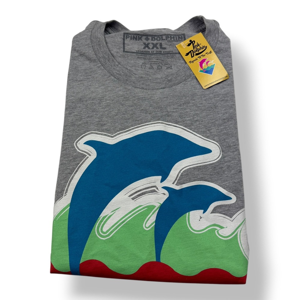Pink Dolphin Mens XXL Heather Gray Graphic T-Shirt NWT Short Sleeve Streetwear
